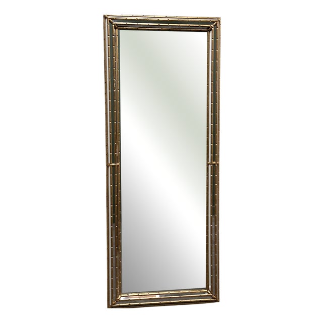 Gilt Faux-Bamboo Wall Mirror, Italy, 1970s For Sale