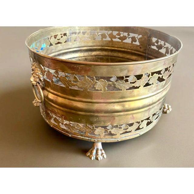 Mid 19th Century 19th C. English Regency Pierced Brass Jardinière or Planter For Sale - Image 5 of 12