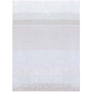 Modern Stripes Light Gray Handmade Silk Rug "Silversheen" by Doris Leslie Blau For Sale
