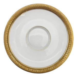 Ahrenfeldt Limoges 22k Gold Encrusted Mid-Century Saucers, Pair