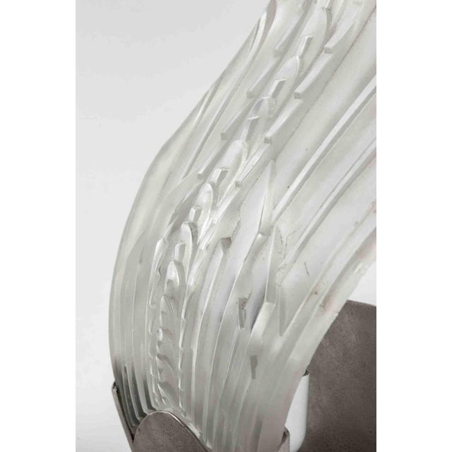Metal Art Deco French Sconces in Metal and Art Glass, 1940s, Set of 2 For Sale - Image 7 of 14