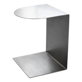 C-Shaped Side Table in Brushed Stainless Steel by Veliento For Sale