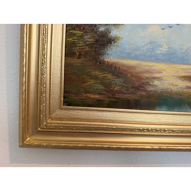 Vintage European Coastal Village Oil Painting Signed Dated 1961 Framed Landscape For Sale - Image 9 of 13