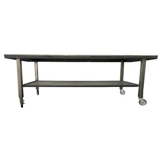 Vintage Style Metal Industrial Table on Wheels, circa 2000 For Sale