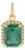 Art Deco Charm 1.55ct Emerald Diamond Halo Pendant in 14k Yellow Gold For Sale