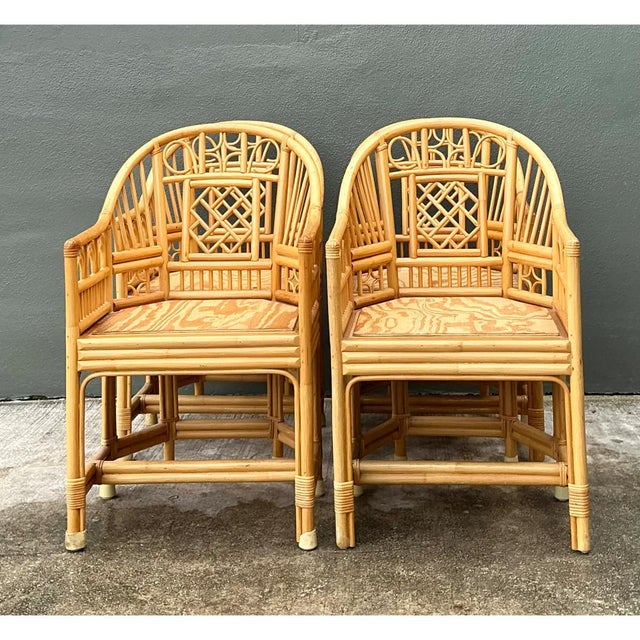 Vintage Brighton Pavillion Rattan Dining Chairs - Set of 4 For Sale - Image 4 of 12