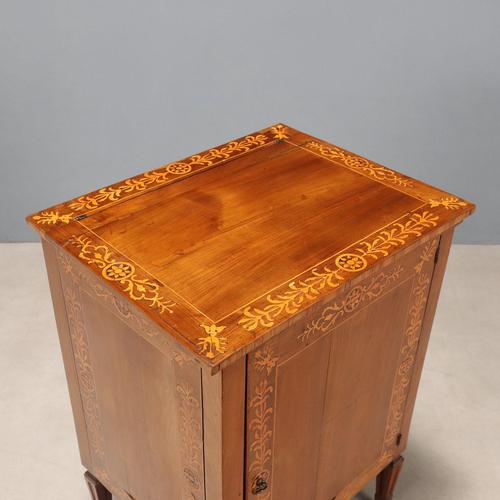 Brown Walnut Bedside Table with Inlays For Sale - Image 8 of 11