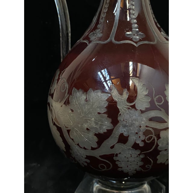 Maroon Art Nouveau Bordeaux Red Crystal Decanter, 1910s For Sale - Image 8 of 12