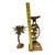 Gold Late 20th Century Tropical Palm Tree Pillar Candle Holders - Set of 3 - Cast Metal - Gold & Verdigris - Coastal Maximalist For Sale - Image 8 of 12