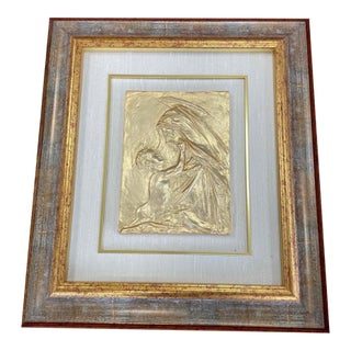 Vintage Italian Bronze Bas-Relief Sergio Verginelli Madonna and Child For Sale