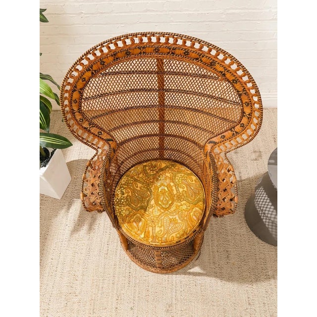 Vintage 1970s Wicker Peacock Chair For Sale - Image 4 of 11