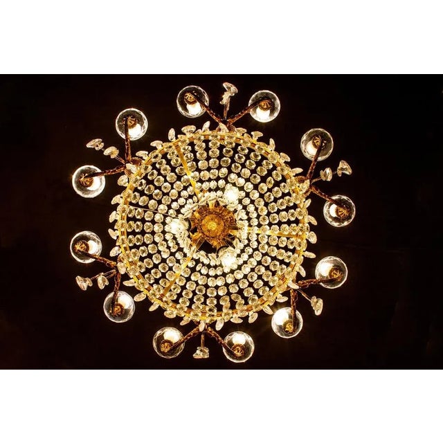 Crystal and Brass Chandelier, Italy, 1930s For Sale - Image 16 of 18