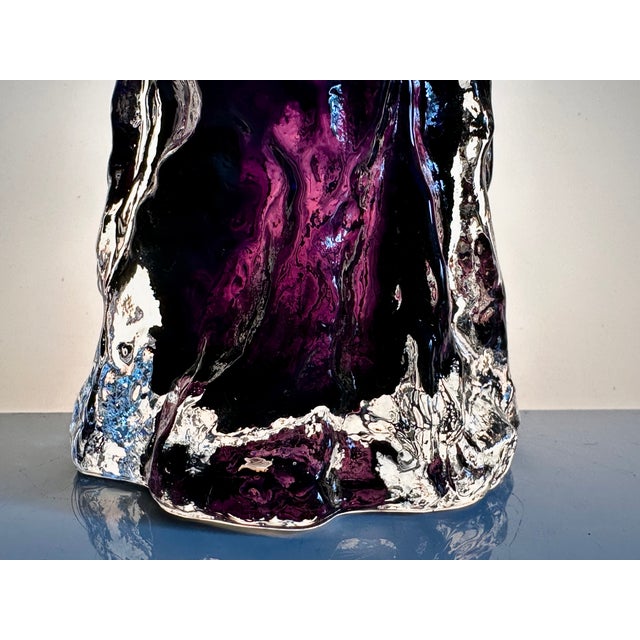Purple Sculptural Rock-Crystal Glass Vase with Bark Texture by Ingrid Glas, Germany, 1970s For Sale - Image 8 of 13
