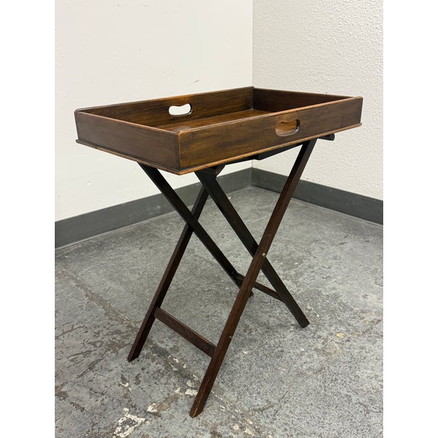 Traditional Folding Wood Butler’s Tray Table, Vintage For Sale - Image 3 of 12