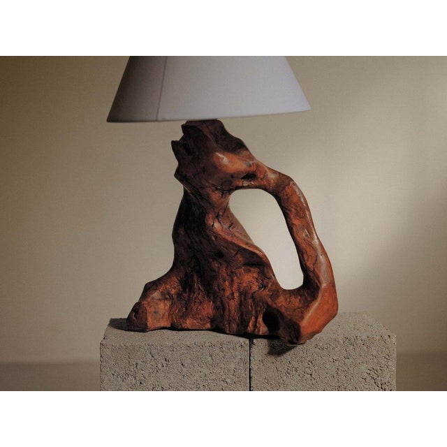 Wood Sculptural Olive Wood Table Lamp, 1960 For Sale - Image 7 of 12