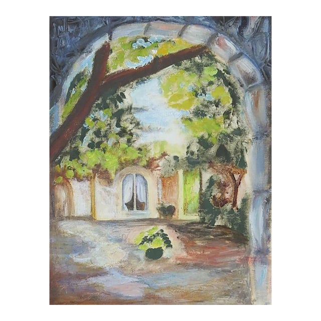 Mid 20th Century Courtyard Arch Painting For Sale