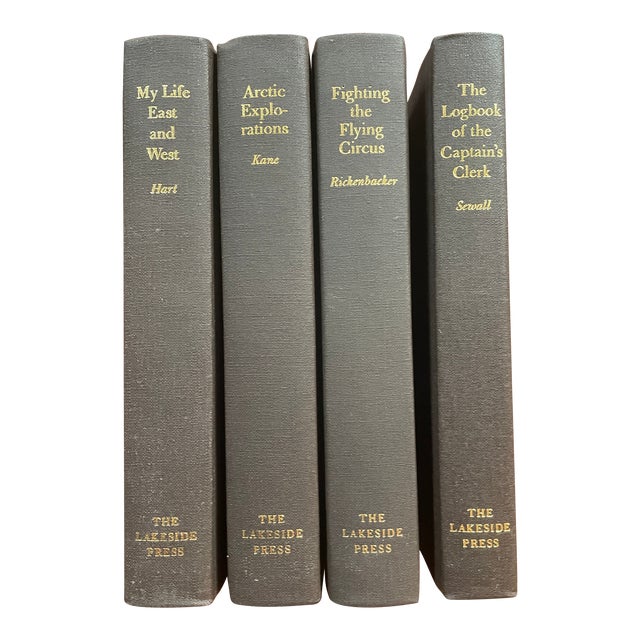 Vintage Brown and Gold Decorative Books - Set of 4 For Sale