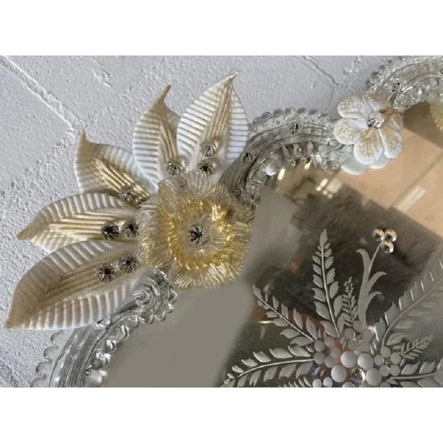 Glass Venetian Rectangular Gold Floreal Hand-Carving Mirror by Simoeng For Sale - Image 7 of 9