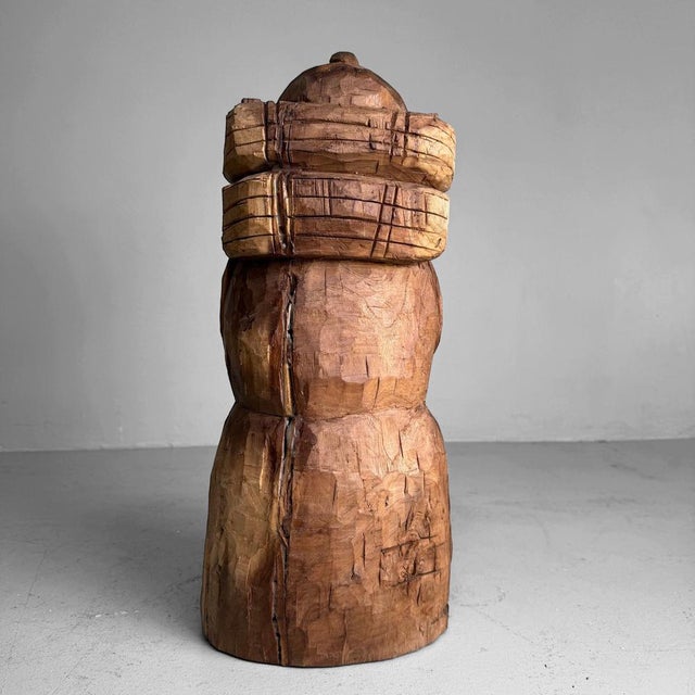 Brown Japanese Mingei Wooden Sculpture of Ninomiya Kinjirō, Shōwa Period, 1920s-1940s For Sale - Image 8 of 11