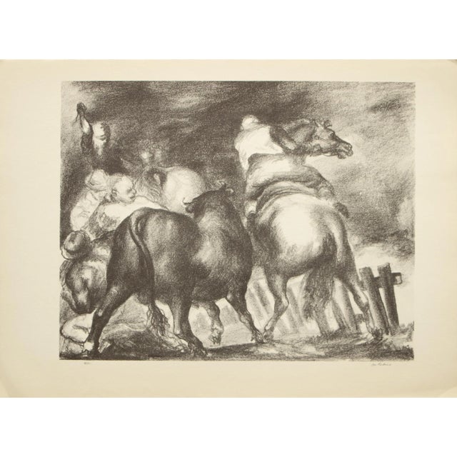 1939 After Jon Corbino "Escaped Bull", First Edition Period Offset Lithograph For Sale - Image 9 of 9
