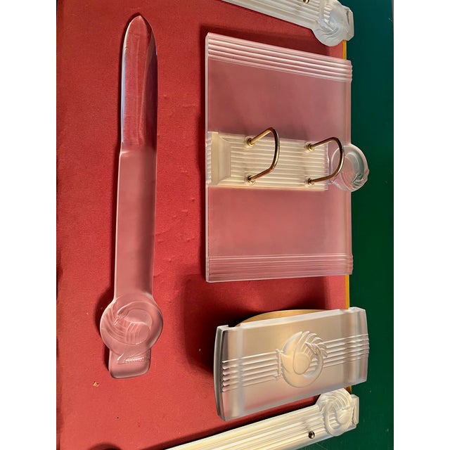 Glass Lalique Crystal Swan Josephine Cigne Desk, Paper Knife, Calendar and Mat Set, Vintage For Sale - Image 7 of 13