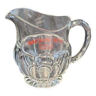 Vintage English Mackinlay's Scotch Glass Pub Water Pitcher For Sale