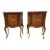 1920s Pair of Louis XV Style Marquetry Inlaid Marble Top End Tables For Sale