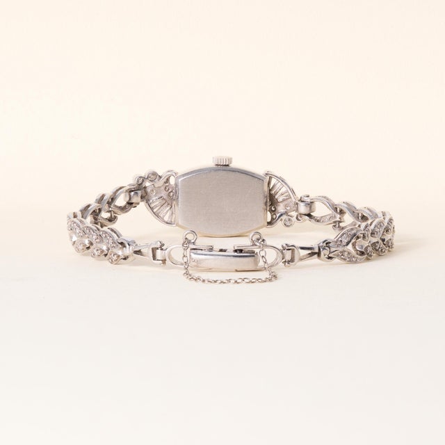 1940s Vintage 1940s Hamilton Tonneau 14k Gold 3 Carats Diamond Ladies Cocktail Watch For Sale - Image 5 of 6