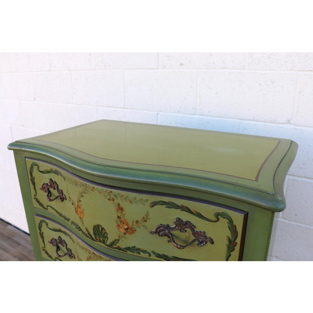 1950s French Provincial Hand-Painted Green Tall Chest of Drawers For Sale - Image 9 of 18