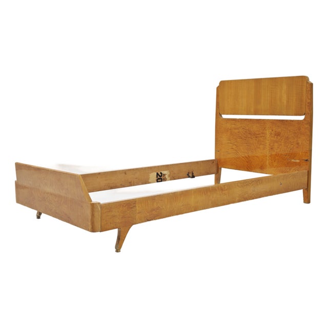 Single Wooden Bed in the style of Ponti or La Permanente Cantù, Italy, 1950s For Sale