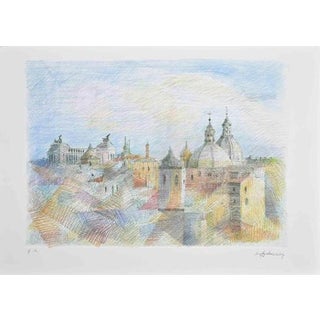Sigfrido Oliva, View of Rome, Artist Proof Etching, 1990s For Sale