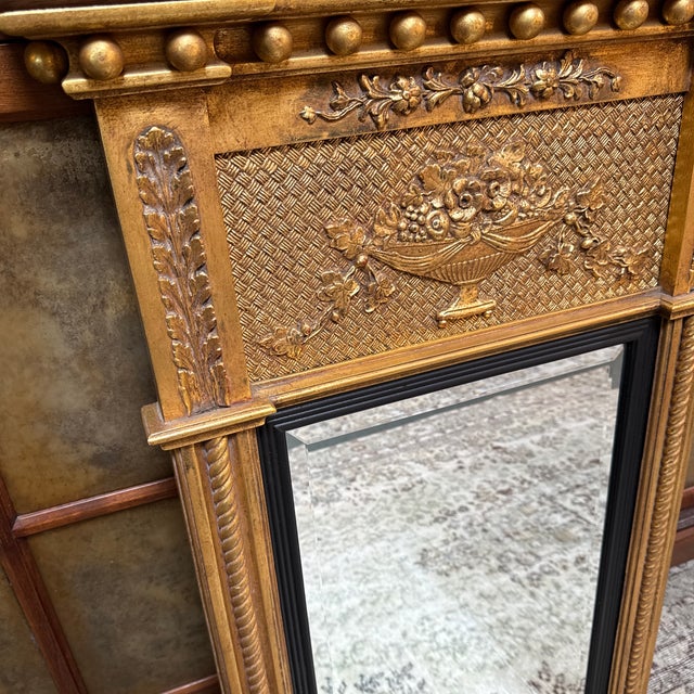 Federal Style Gilt Wood Trumeau Mirror, Vintage For Sale - Image 11 of 12