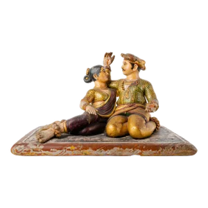 Late 18th Century Indian Polychrome Carved Wood Figural Sculpture