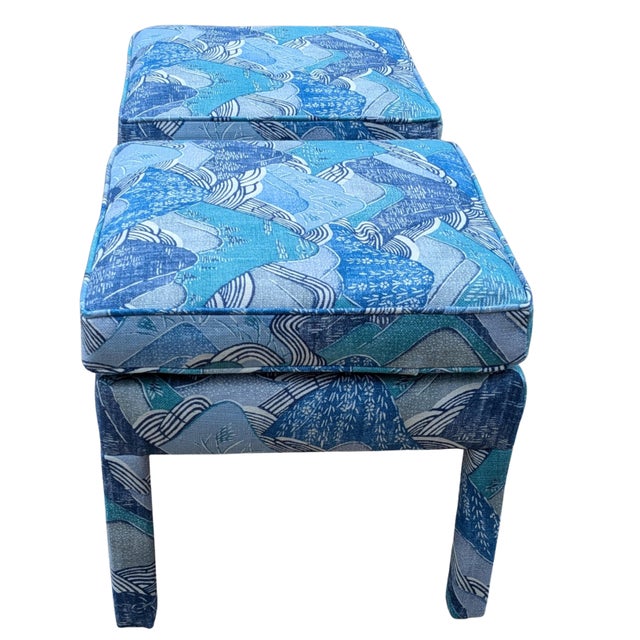 Not Yet Made - Made To Order Lee Jofa Kelly Wearstler Edo Linen in Teal Parsons Ottomans - a Pair For Sale - Image 5 of 9