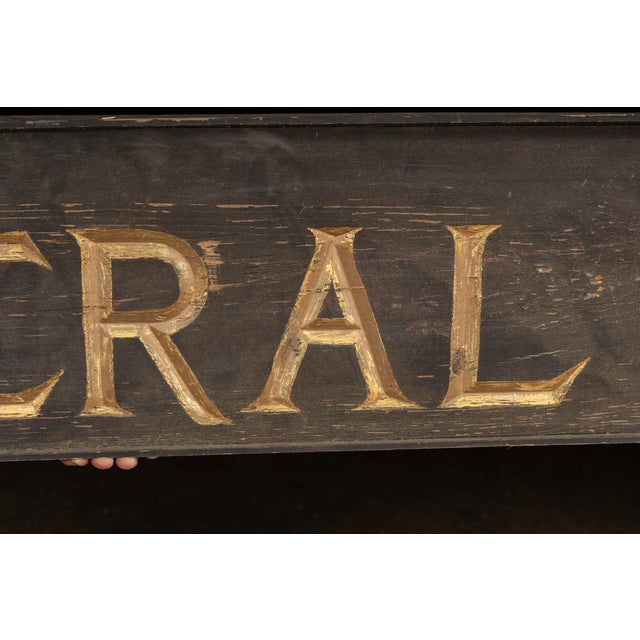 Antique Hand-Carved "Bookhout Funeral Home" Painted Wood Sign For Sale - Image 14 of 15