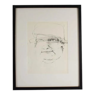 1960s Abstract Portrait Ink Drawing by James L. Bruch For Sale