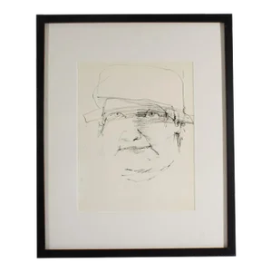 1960s Abstract Portrait Ink Drawing by James L. Bruch
