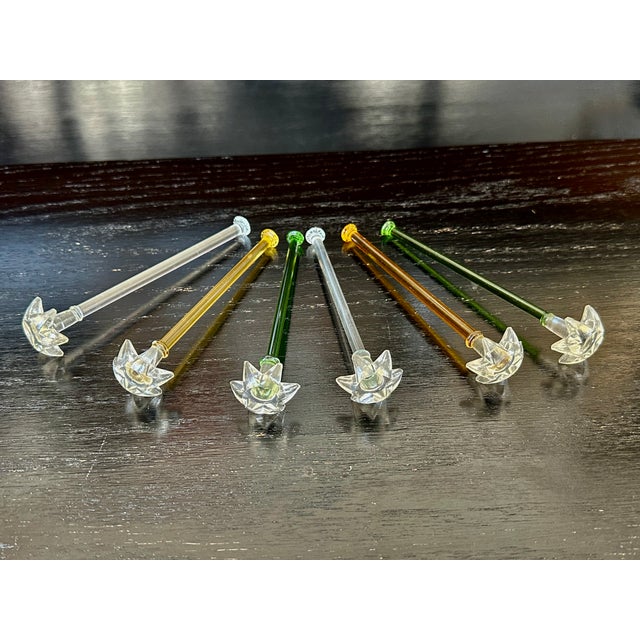 Hand Blown Glass Cocktail Muddler Drink Stirrer Swizzle Sticks For Sale - Image 17 of 18