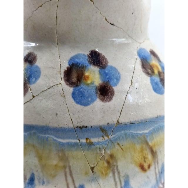 Antique Hand-Painted Majolica Ceramic Jug, Italy For Sale - Image 6 of 10