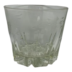 Mid 20th Century Princess House Heritage Blown Glass Ice Bucket With Etched Floral Design