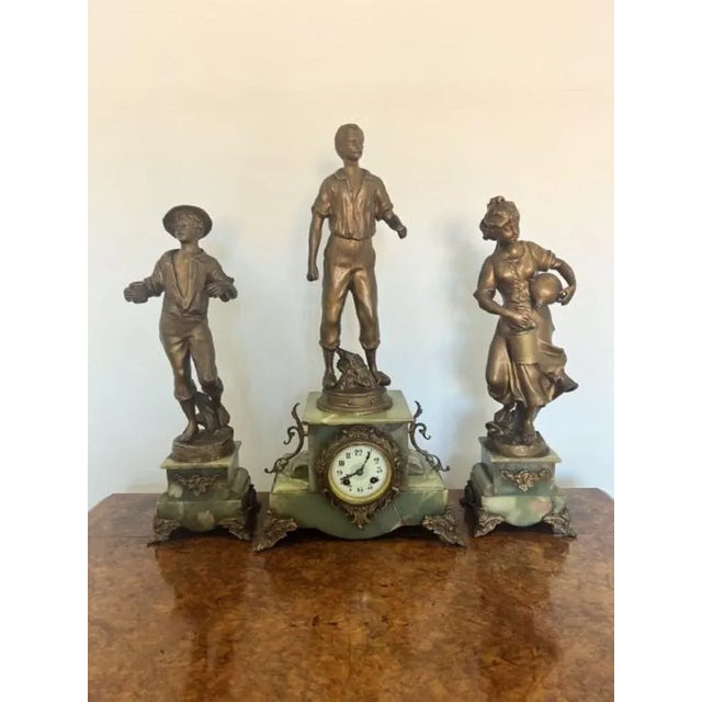 Antique Victorian French Clock Garniture, 1860, Set of 3 For Sale - Image 11 of 11