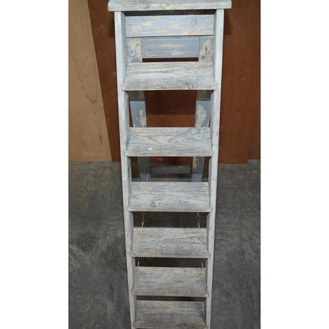 Vintage Aqua Blue Paint Pitch Pine Decorators Ladder, 1920s For Sale - Image 6 of 18