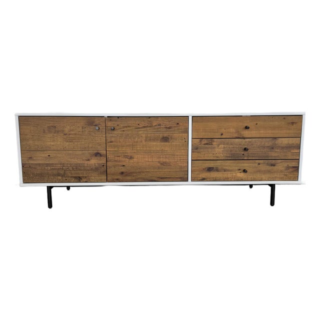 West Elm Reclaimed Wood and Lacquer Media Console For Sale