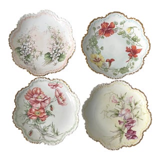 19th Century Monbijou Bavaria 8” Floral Porcelain Plates For Sale