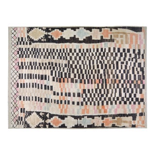 Moroccan Hand Knotted Wool Rug, 9'x12'1" For Sale