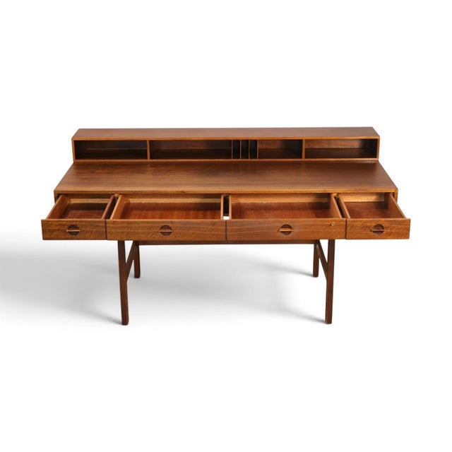 Wood Peter Lovig Danish Vintage Mid Century Modern Flip Top Teak Desk C. 1970s For Sale - Image 7 of 15