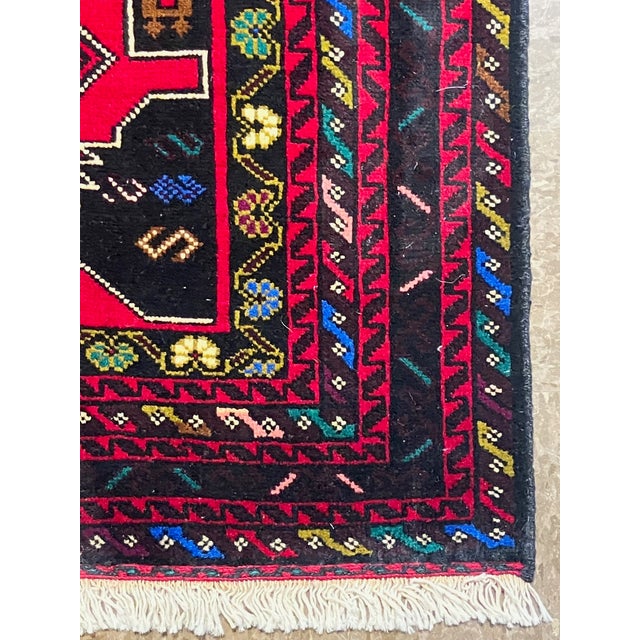 1980s Hand-Knotted Baluch Geometric Rug 2'6" X 4'8" For Sale - Image 5 of 5
