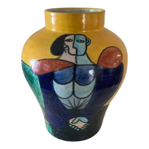 Vintage Mexican Talavera Abstract Art Vase