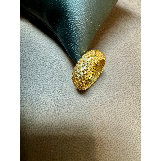 Arts & Crafts 18 Karat Yellow Gold Classic Wide Wedding Band With Design Ring, Unisex Size 5.5 For Sale - Image 3 of 18