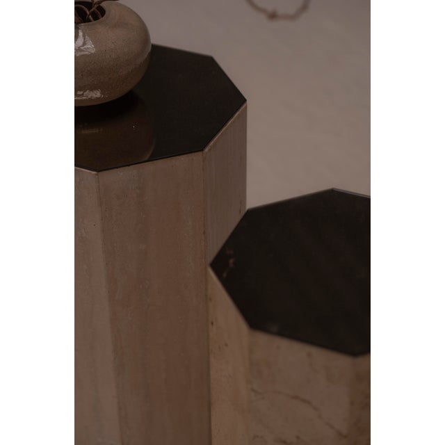 Vintage Italian Travertine Pedestals, 1970s, Set of 2 For Sale - Image 3 of 11